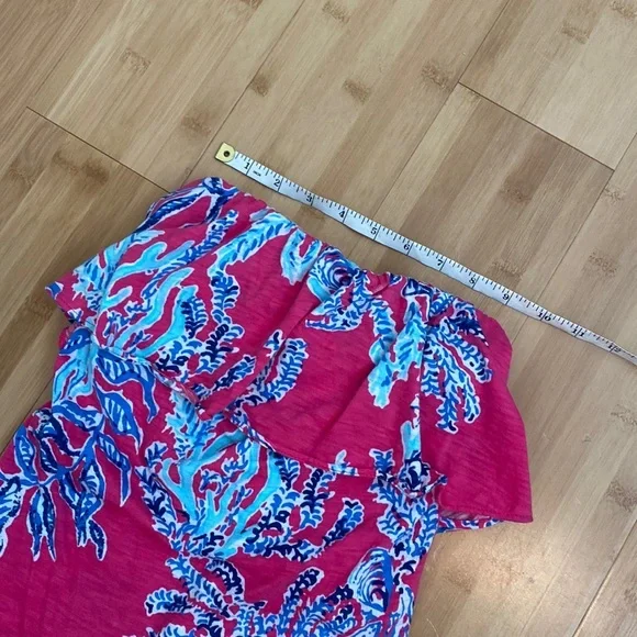 Lilly Pulitzer Strapless Ruffled Wiley Tube Top - Pink | Peach | Navy - Size XS - Picture 13 of 17